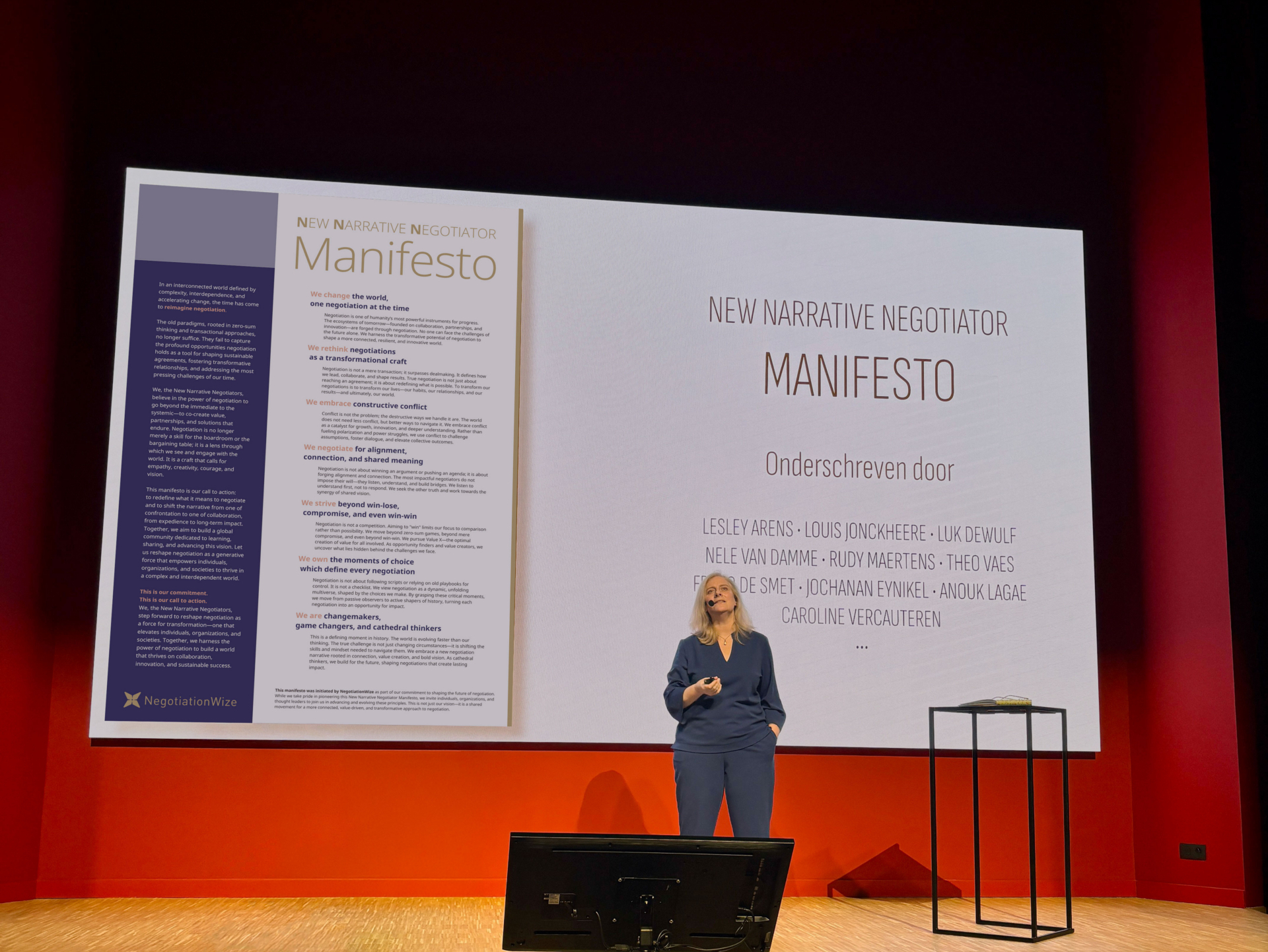 Katia Tieleman presenting the New Narrative Negotiator Manifesto